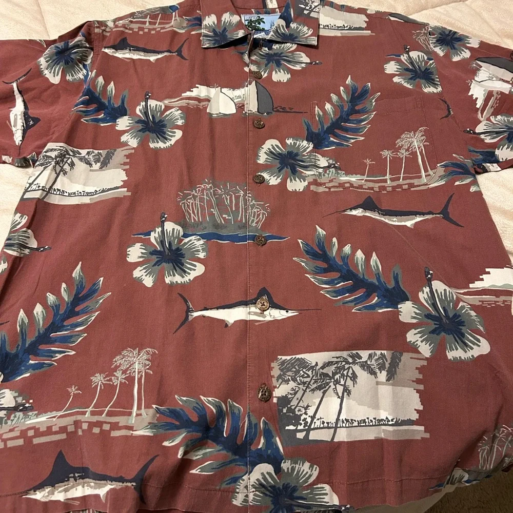 Aftco Bluewater Shirt Button Down‎ Men's Size Medium Fish Print - Picture 5 of 9